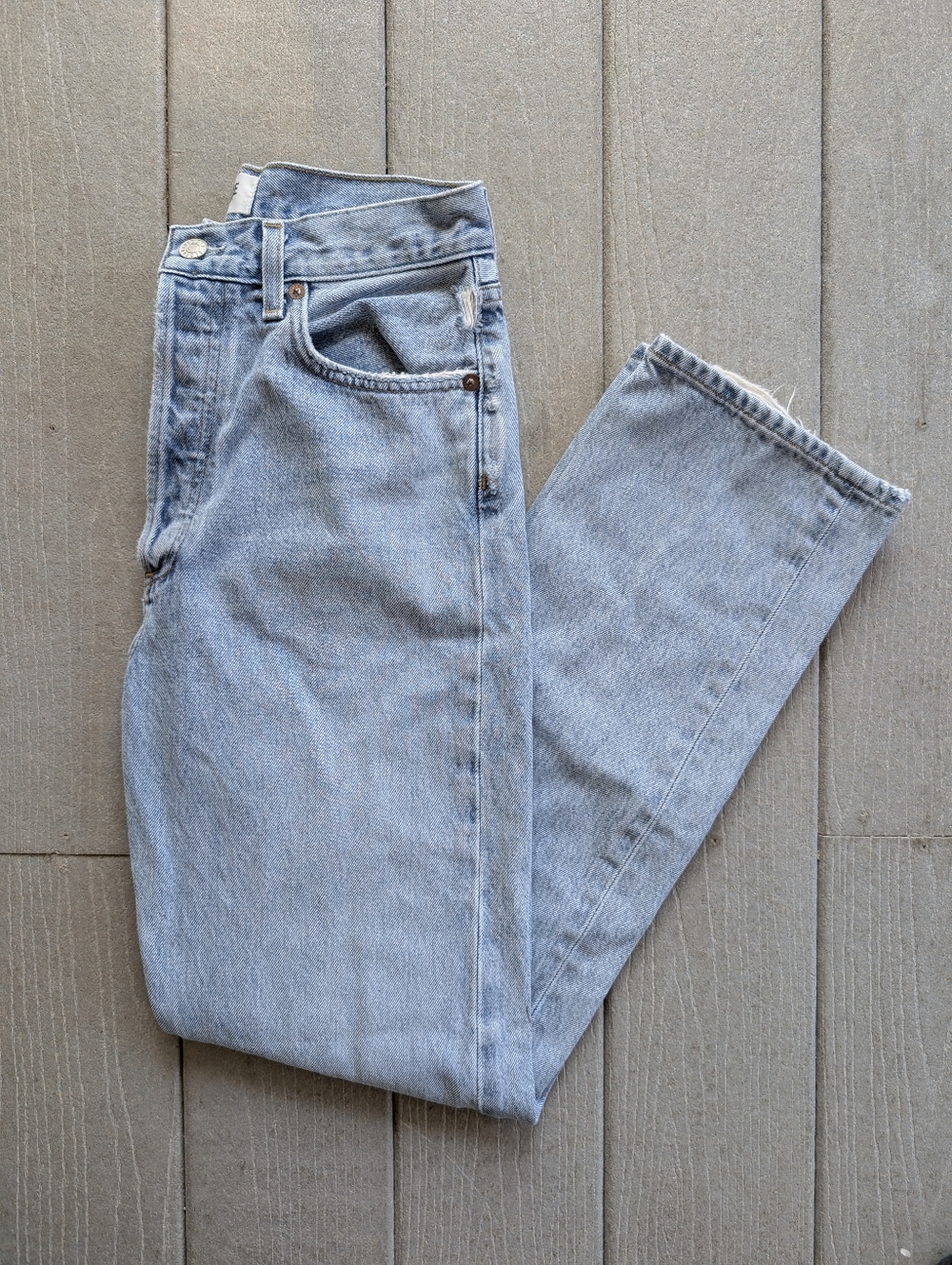Agolde Light Wash High-Rise Straight Jeans